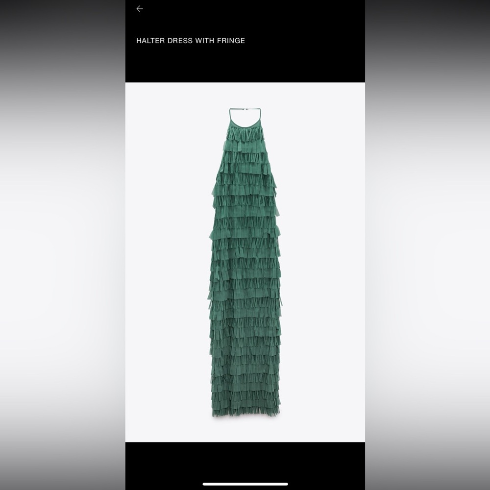 Zara Forest Green Layered halter Maxi Dress